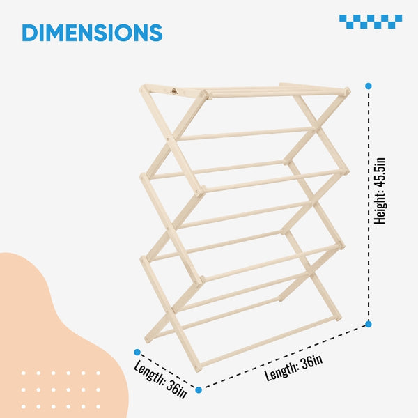 Pennsylvania Woodworks Large Flat Top Clothes Drying Rack: Solid Maple Hard Wood Laundry Rack for Sweaters, Blouses, Lingerie & More, Durable Folding Drying Rack, Made in USA, No Assembly Needed - Pennsylvania Woodworks
