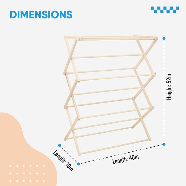Pennsylvania Woodworks X-Large Flat Top Clothes Drying Rack: Solid Maple Hard Wood Laundry Rack for Sweaters, Blouses, Lingerie & More, Durable Folding Drying Rack, Made in USA, No Assembly Needed - Pennsylvania Woodworks