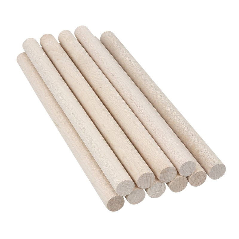 Pennsylvania Woodworks Maple Wooden Dowel Rods - Solid Hardwood Sticks for Crafting, Macrame, DIY & More - White, Unfinished Wood Dowels - Sanded