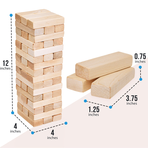 Pennsylvania Woodworks Maple Tumble Tower Game - Heavy Duty Timber Tower Wooden Block Set - Stackable Hardwood Blocks - Tabletop & Outdoor Family Games - Pennsylvania Woodworks