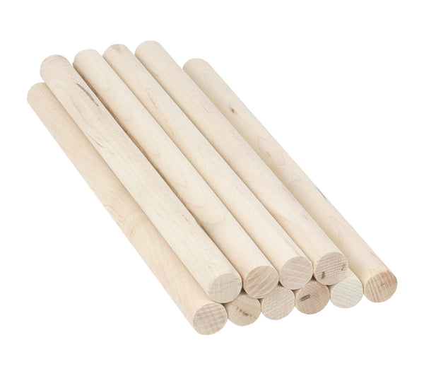 Maple Wooden Dowel Rods | 3/4" Wood Dowels, 10 Pack | Solid Hardwood Sticks for Crafting, Macrame, DIY & More | Sanded Smooth, Kiln Dried, White, Unfinished by Pennsylvania Woodworks - Pennsylvania Woodworks
