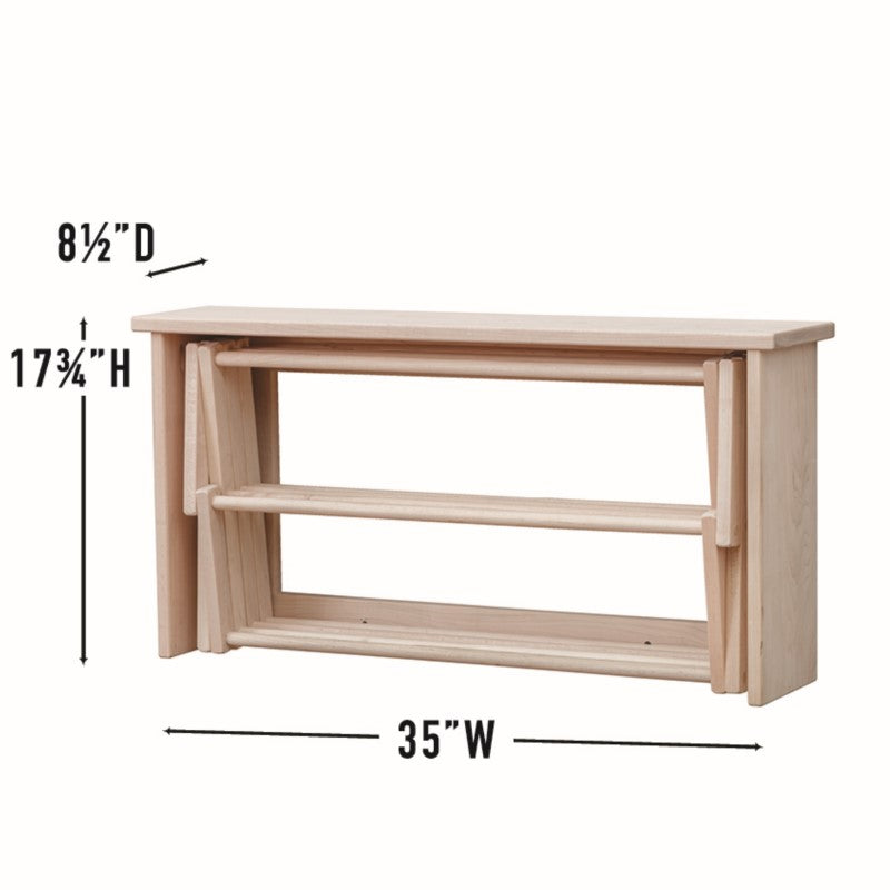 Extra Large Wall Clothes Drying Rack ~ Heavy Duty Solid Maple Hardwood, Folding, Collapses to 35" x 20" x 8", Hand Built in USA, Unfinished, by Pennsylvania Woodworks - Pennsylvania Woodworks