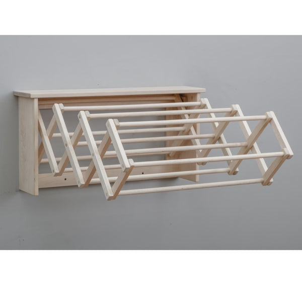 Extra Large Wall Clothes Drying Rack ~ Heavy Duty Solid Maple Hardwood, Folding, Collapses to 35" x 20" x 8", Hand Built in USA, Unfinished, by Pennsylvania Woodworks - Pennsylvania Woodworks